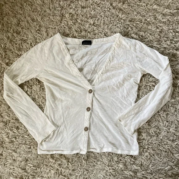 Maggie's Organic Slub Cardigan white size Small - Picture 3 of 5